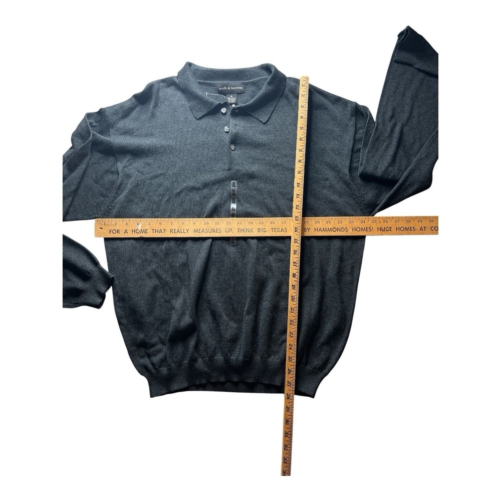 Croft & Barrow Men's XL Gray Cotton Knit Long Sleeve Polo Sweater - Picture 3 of 5